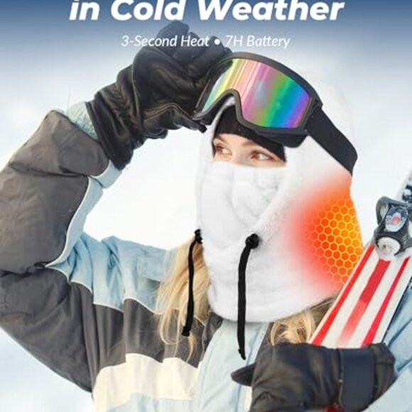 Rechargeable Heated Balaclava Winter Warm Fuzzy Adjustable Three Temperature main image 7